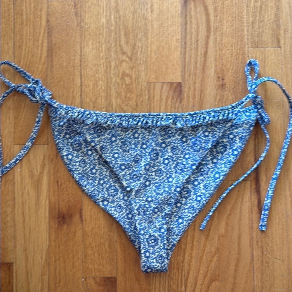 Sea NY sz XL Blue Floral Bikini Bottom side ties, ruffles NWOT new